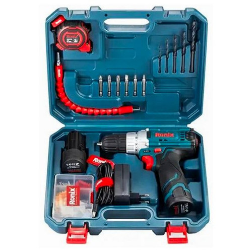 کیت دریل شارژی 12 ولت دو باتری 19 پارچه