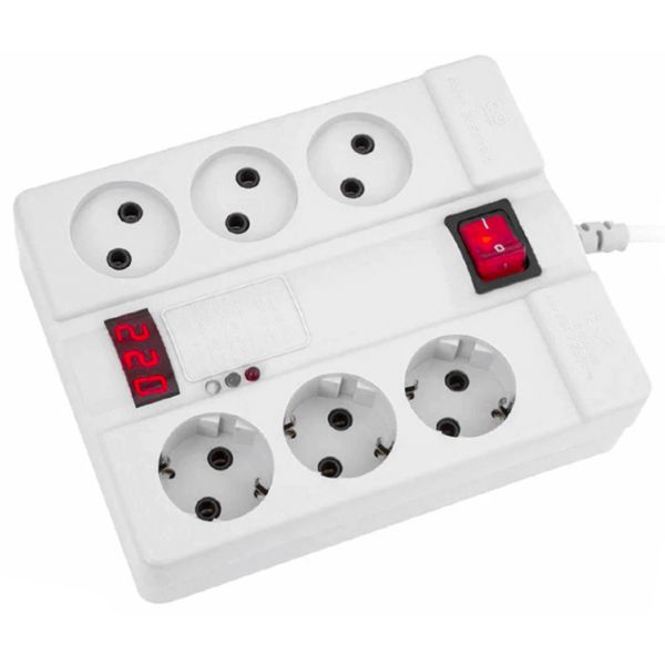 محافظ ولتاژ 6 خانه پارت الکتریک کابل 1.8 متری دیجیتال